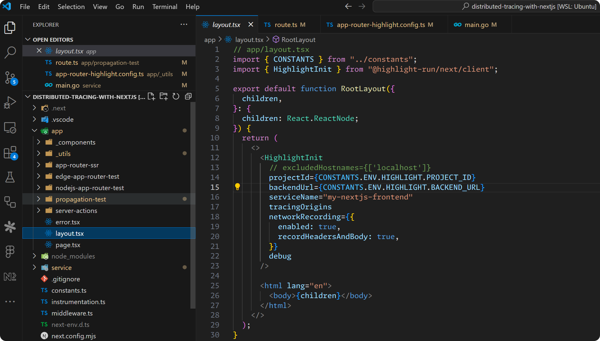 Next.js layout.tsx installation